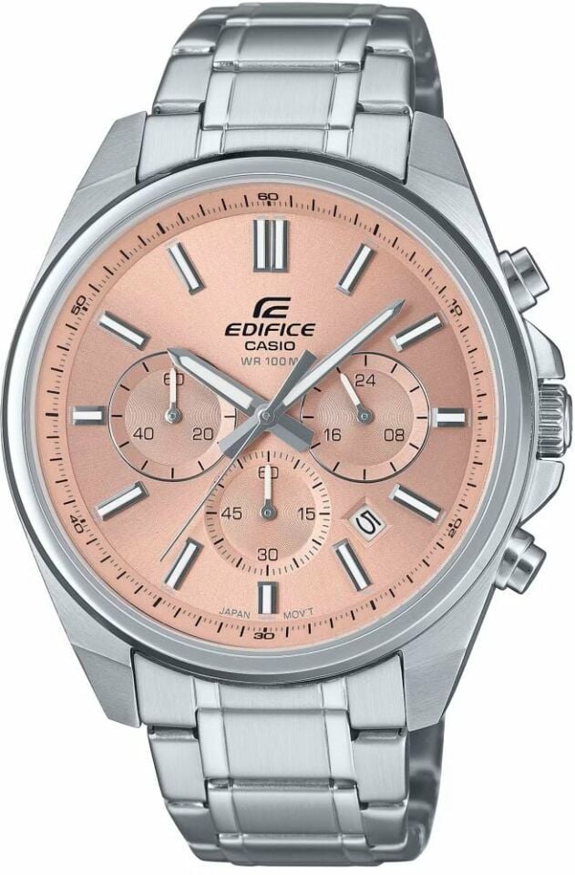 Casio EFV-650D-4AVUDF Edifice Quartz Çelik Gri Pembe Kadran 10 ATM 44 mm Erkek Kol Saati