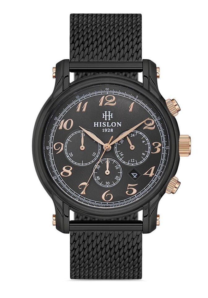 Hislon MS106N-05SR 45 mm Hasır Kordonlu Kronolu Erkek Kol Saati