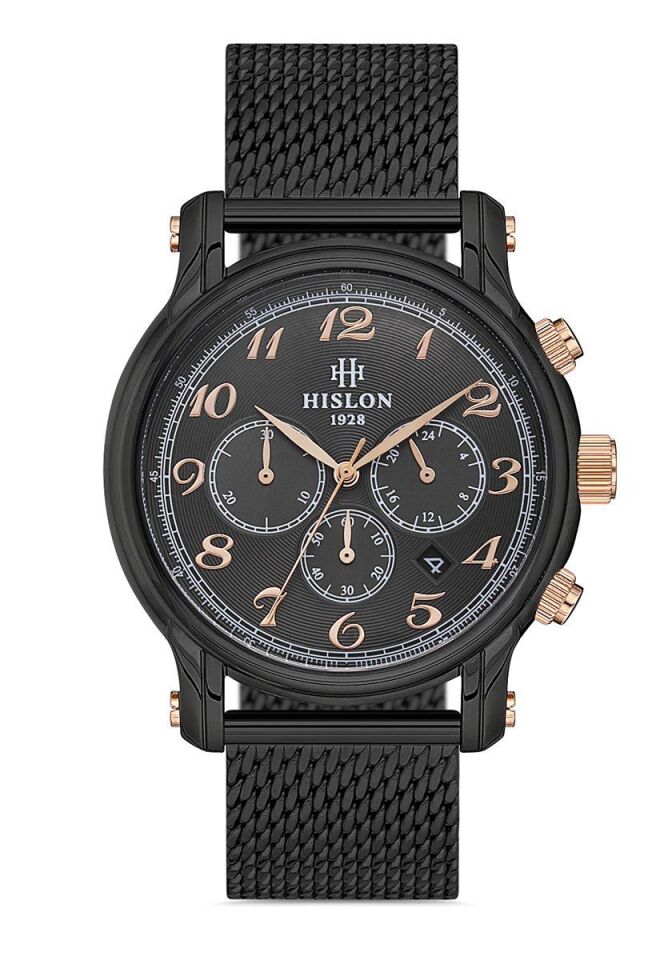 Hislon MS106N-05SR 45 mm Hasır Kordonlu Kronolu Erkek Kol Saati
