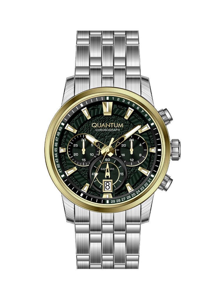 Quantum PWG1164.370 Quartz Çelik Gri Yeşil Kadran 44 mm Erkek Kol Saati