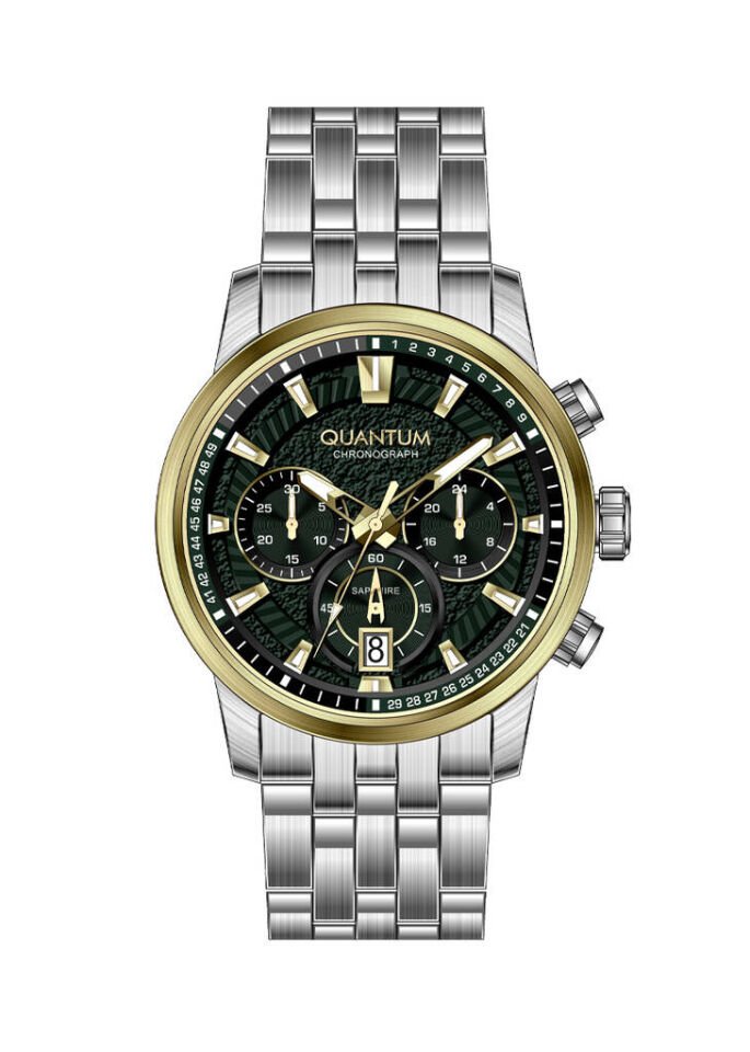 Quantum PWG1164.370 Quartz Çelik Gri Yeşil Kadran 44 mm Erkek Kol Saati