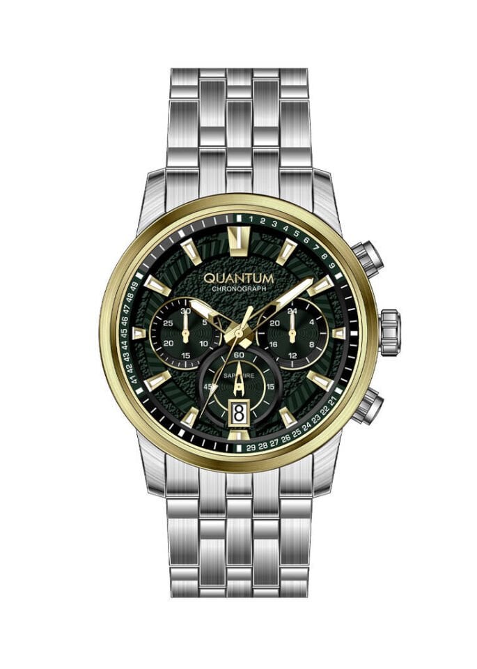 Quantum PWG1164.370 Quartz Çelik Gri Yeşil Kadran 44 mm Erkek Kol Saati