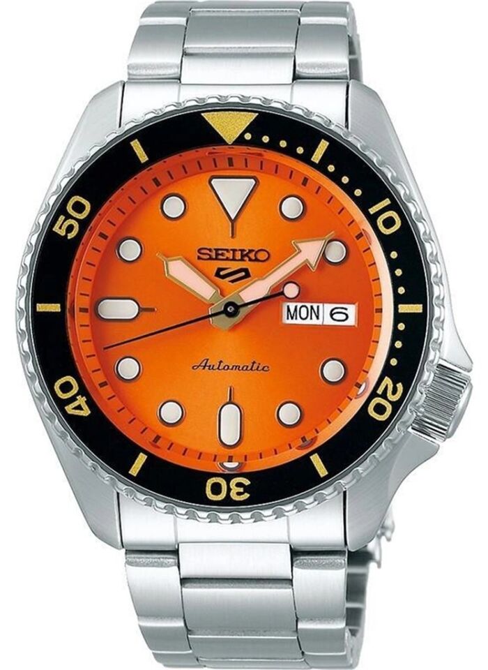 Seiko SRPD59K1 Otomatik Çelik Gri Turuncu Kadran Hardlex Cam 10 ATM 42 mm Erkek Kol Saati