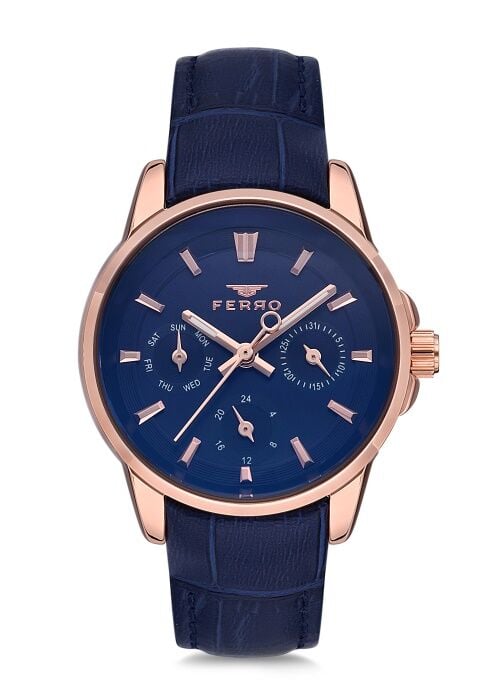 Ferro 34 mm Lacivert Deri Kordon Kadın Kol Saati FM1905B-965-T FM1905B-965-T