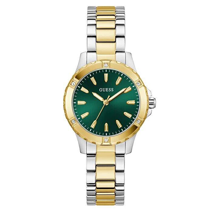 Guess GUGW0948L8 Quartz Çelik Gri Altın Rengi Yeşil 32 mm Kadın Kol Saati