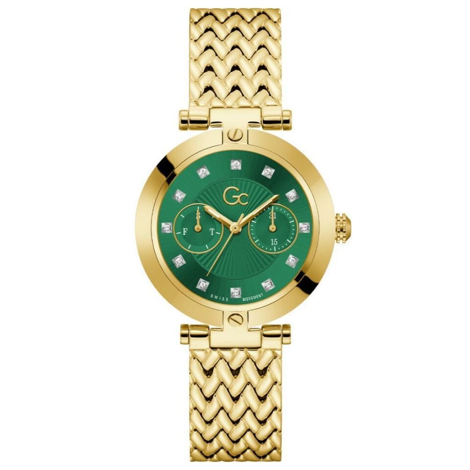 Gc GCZ21007L1MF Quartz Çelik Altın Rengi Yeşil Kadran 36 mm Kadın Kol Saati