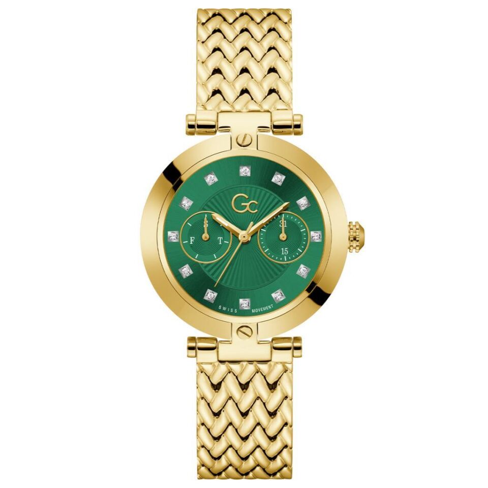 Gc GCZ21007L1MF Quartz Çelik Altın Rengi Yeşil Kadran 36 mm Kadın Kol Saati