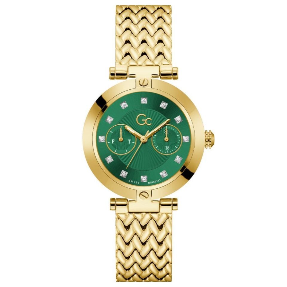 Gc GCZ21007L1MF Quartz Çelik Altın Rengi Yeşil Kadran 36 mm Kadın Kol Saati