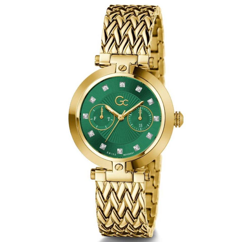 Gc GCZ21007L1MF Quartz Çelik Altın Rengi Yeşil Kadran 36 mm Kadın Kol Saati