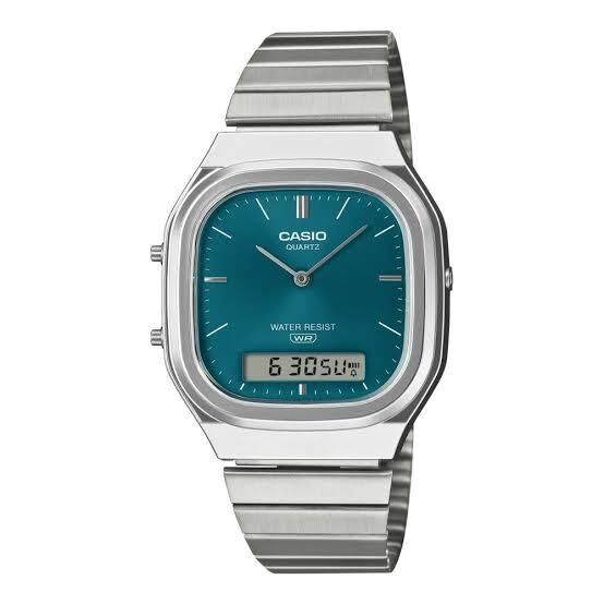 Casio AQ-240E-3ADF Quartz Çelik Gri Yeşil Kadran 36 mm Erkek Kol Saati