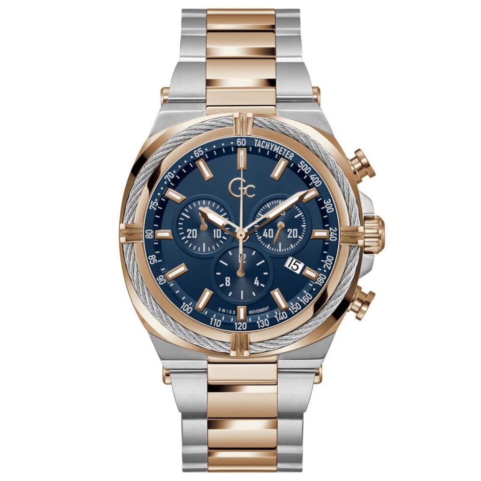 Gc GCZ32001G2MF Quartz Çelik Rose/Gri Mavi Kadran 43 mm Erkek Kol Saati