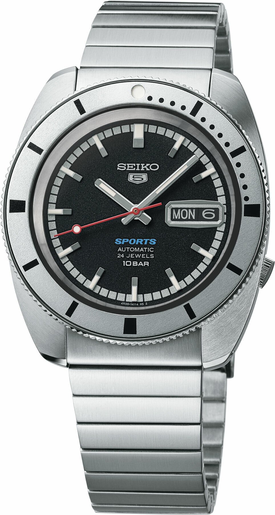 Seiko 5 Sports SRPL05 Otomatik Gri Çelik Siyah Kadran 10 ATM 39 mm Erkek Kol Saati