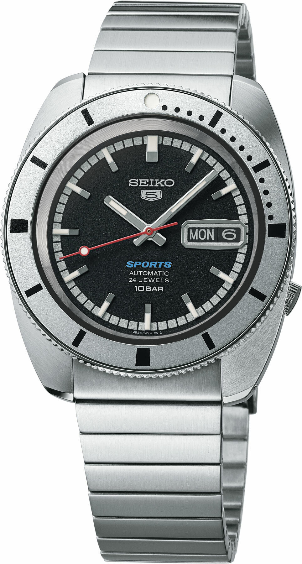 Seiko 5 Sports SRPL05 Otomatik Gri Çelik Siyah Kadran 10 ATM 39 mm Erkek Kol Saati