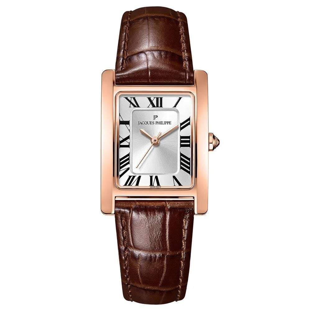 Jacques Philippe JPQLS653123 Swiss Made Quartz Deri Kahverengi Safir Cam 25 mm Kadın Kol Saati