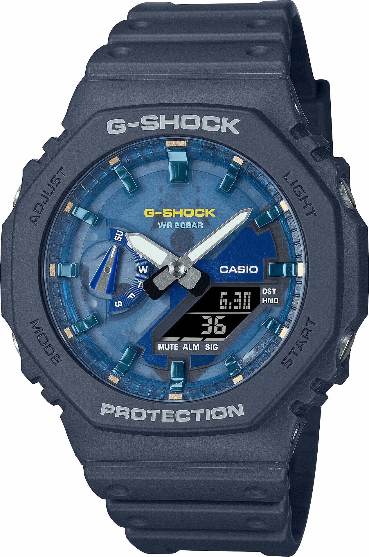 Casio GA-2100AS-2ADR Quartz Analog/Dijital Silikon Gri 20 ATM 46 mm Erkek Kol Saati