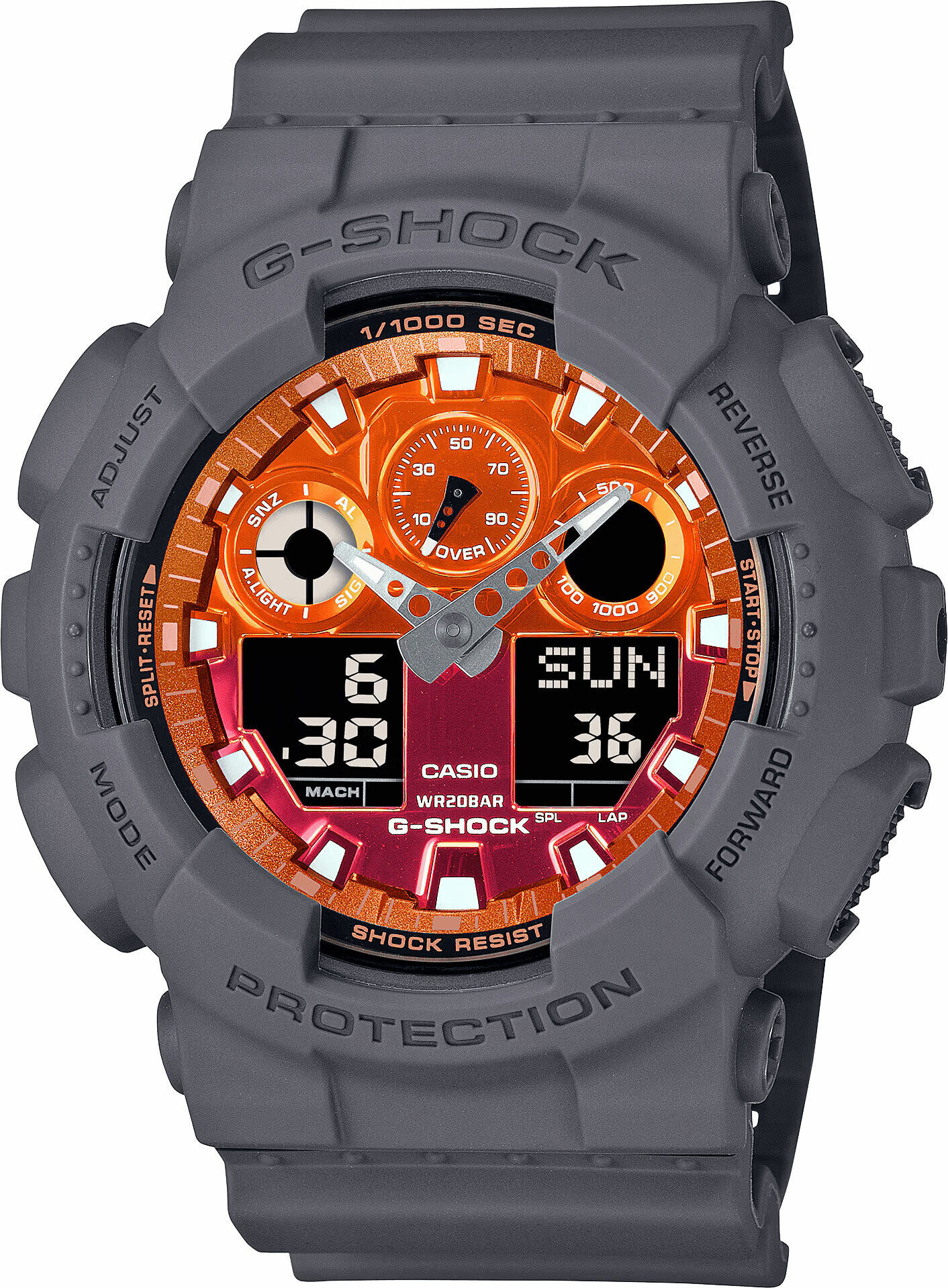 Casio GA-100FL-8ADR Quartz Analog/Dijital Silikon Siyah 52 mm Erkek Kol Saati