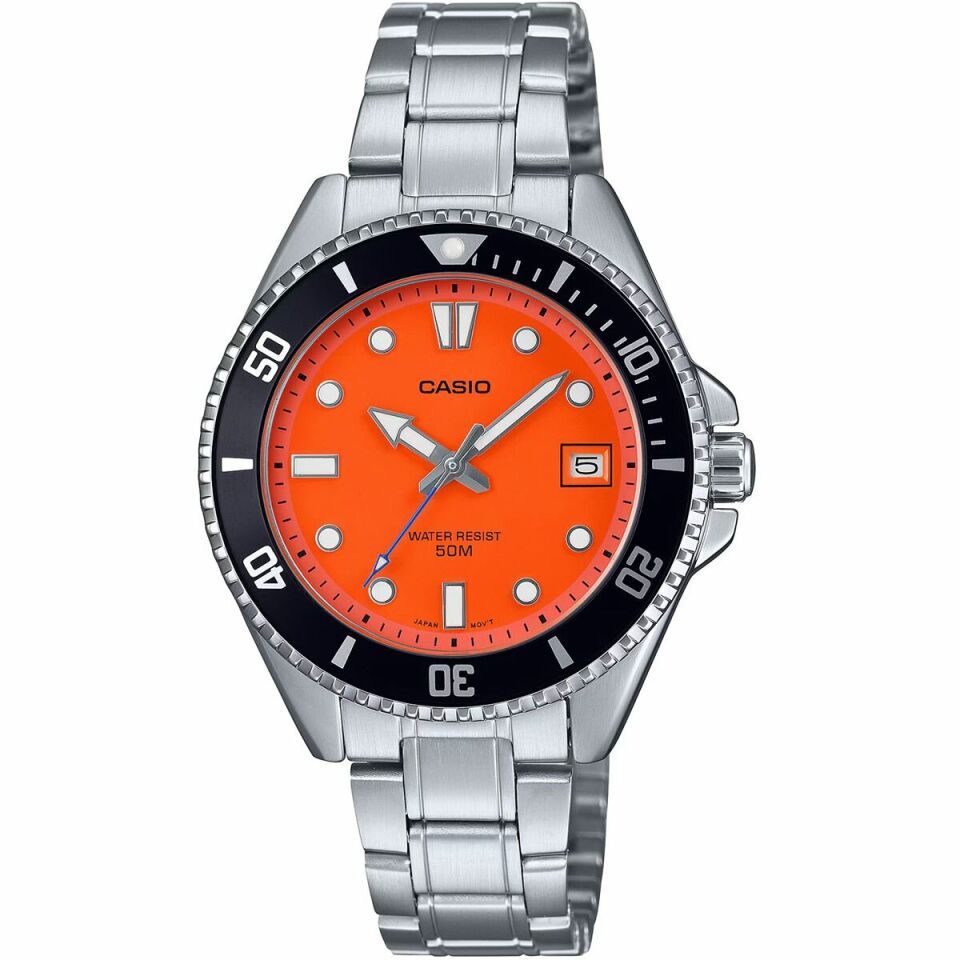 Casio MDV-10D-4A1VDF Quartz Çelik Gri Turuncu Kadran 39 mm Erkek Kol Saati