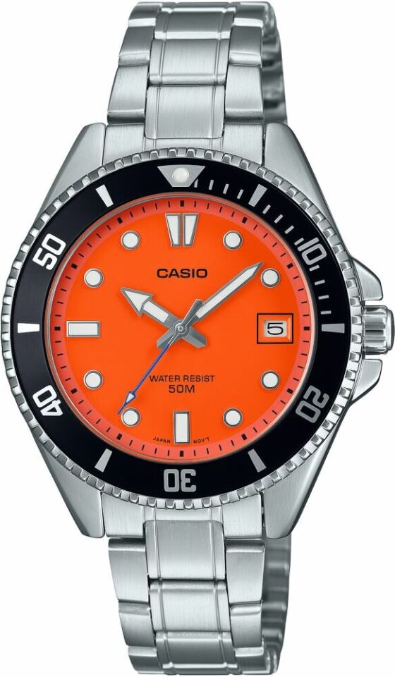 Casio MDV-10D-4A1VDF Quartz Çelik Gri Turuncu Kadran 39 mm Erkek Kol Saati