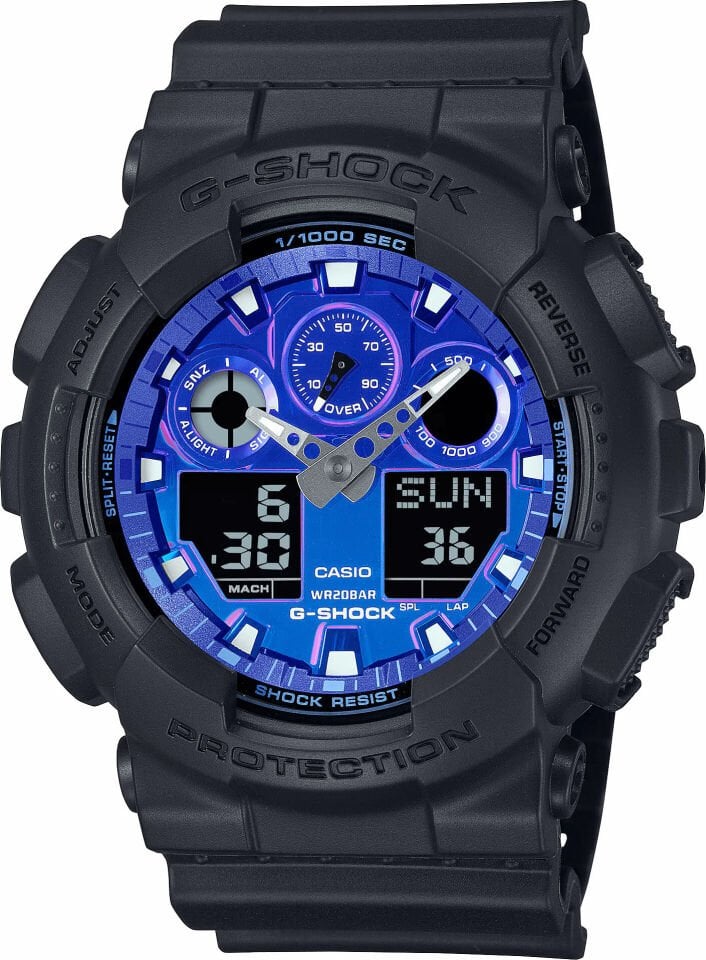 Casio GA-100FL-1ADR Quartz Analog/Dijital Silikon Siyah 20 ATM 52 mm Erkek Kol Saati