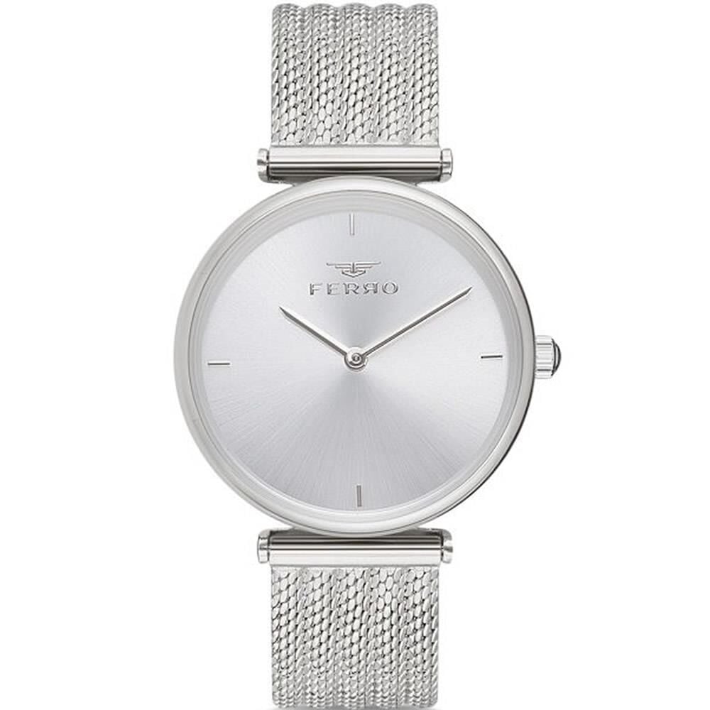 Ferro F11010C-1041-A Quartz Hasır Gri Mineral 3 ATM 34 mm Kadın Kol Saati