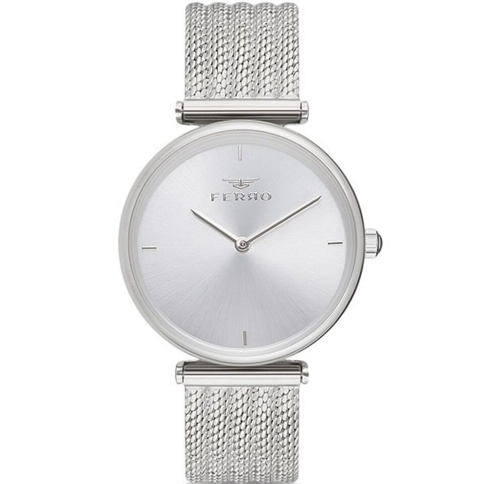 Ferro F11010C-1041-A Quartz Hasır Gri Mineral 3 ATM 34 mm Kadın Kol Saati