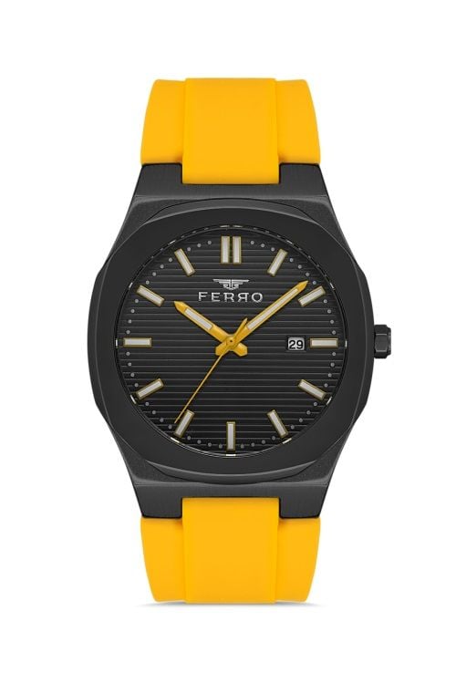 Ferro 41 mm Sarı Silikon Kordon Erkek Kol Saati F11340D-ZN F11340D-ZN
