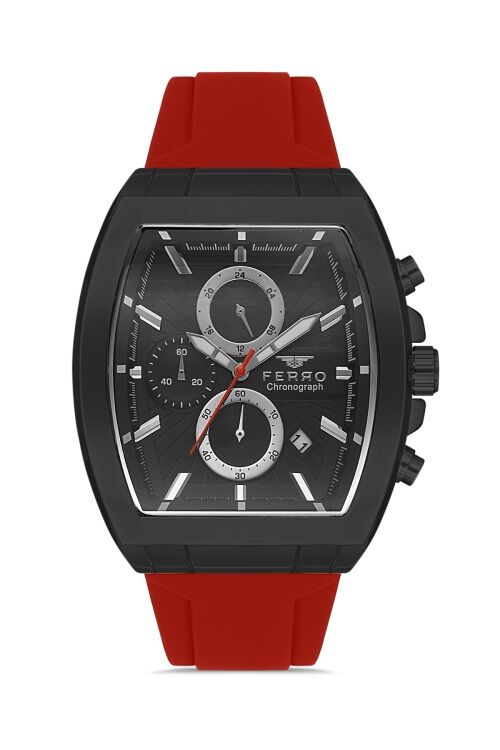 Ferro FM31325D-ZK 44 mm Silikon Kordon Fonksiyonları Aktif Kırmızı Erkek Kol Saati