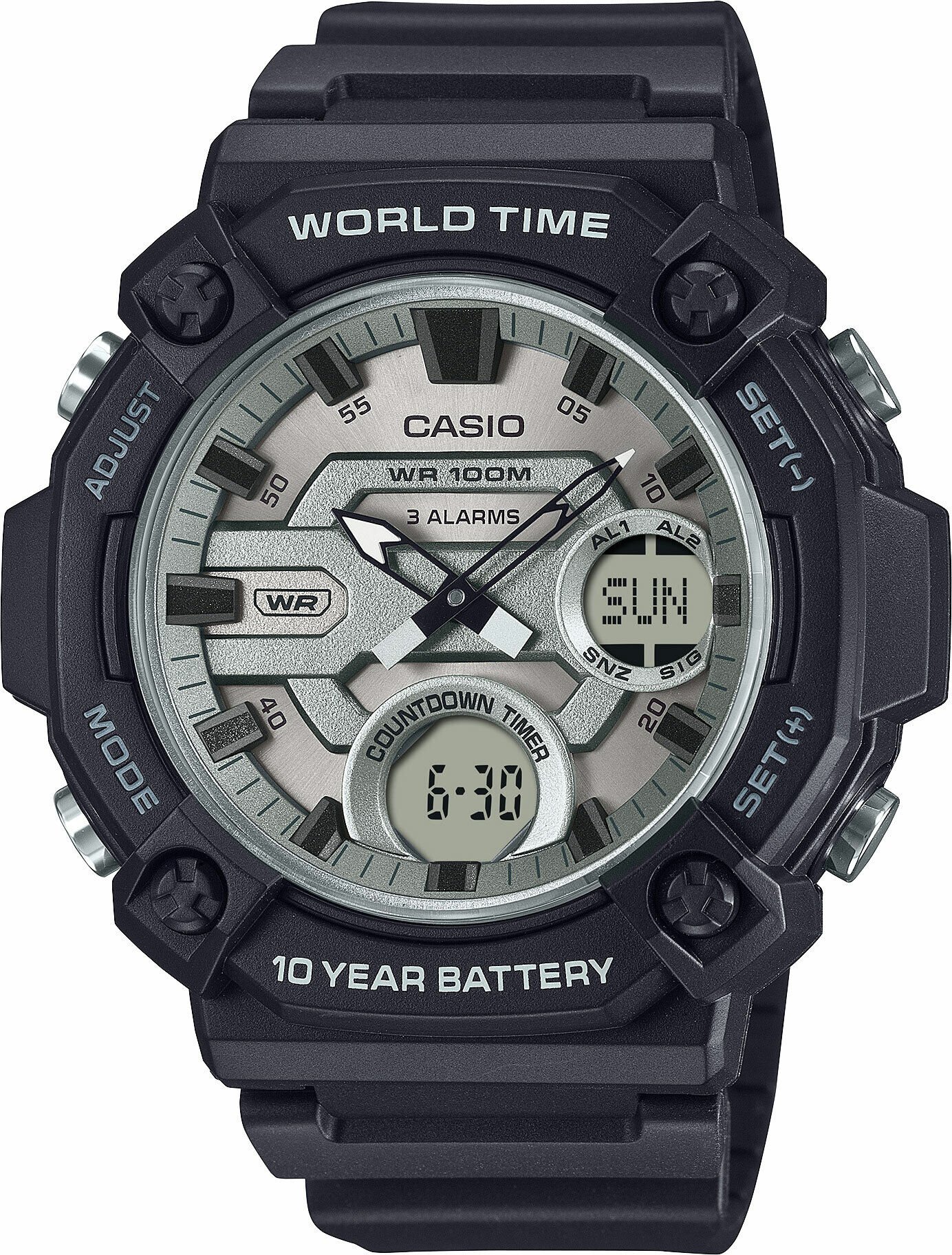 Casio AEQ-120W-7AVDF Quartz Silikon Siyah 52 mm Erkek Kol Saati