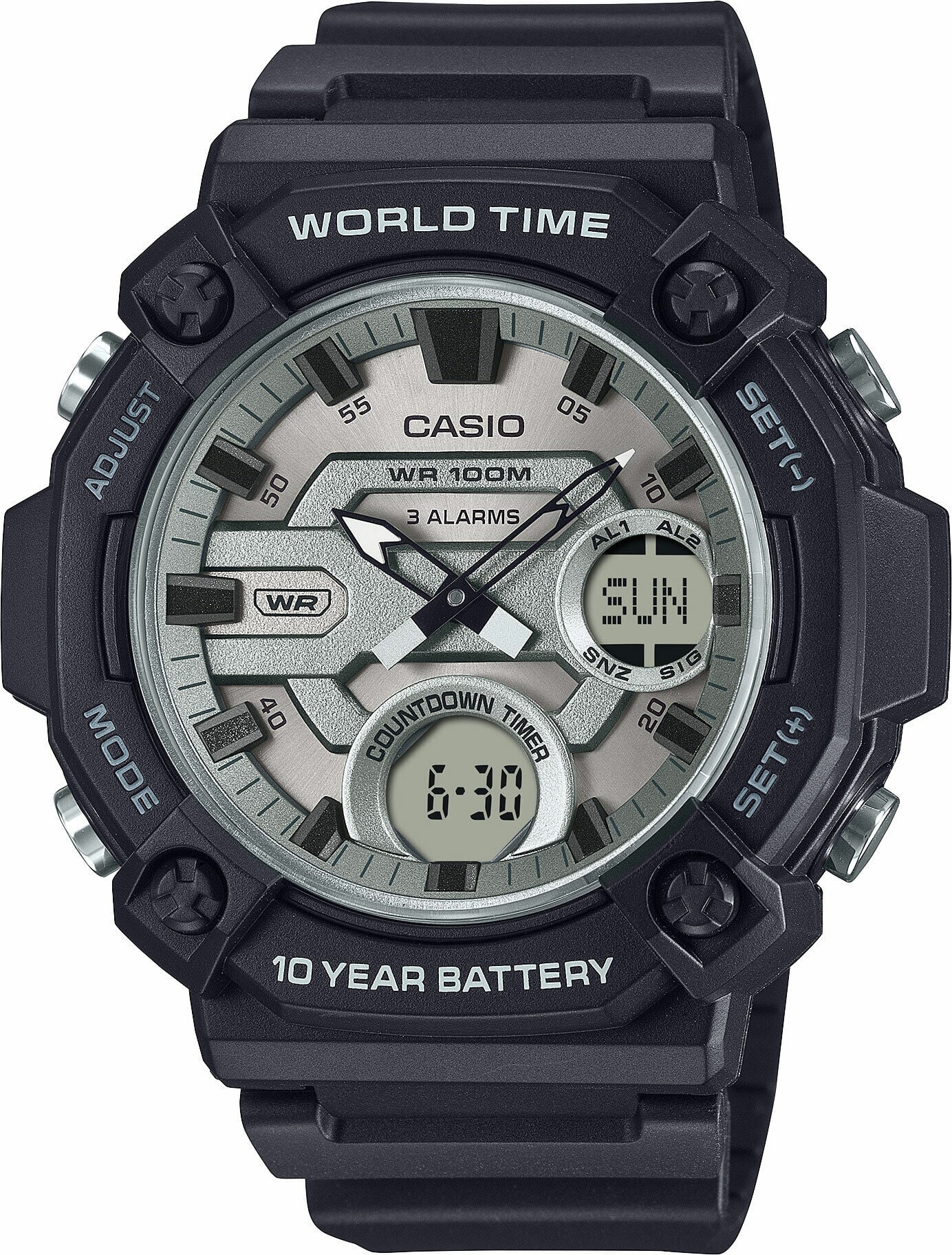 Casio AEQ-120W-7AVDF Quartz Silikon Siyah 52 mm Erkek Kol Saati