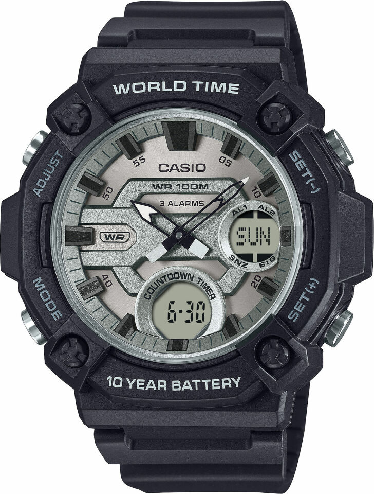 Casio AEQ-120W-7AVDF Quartz Silikon Siyah 52 mm Erkek Kol Saati