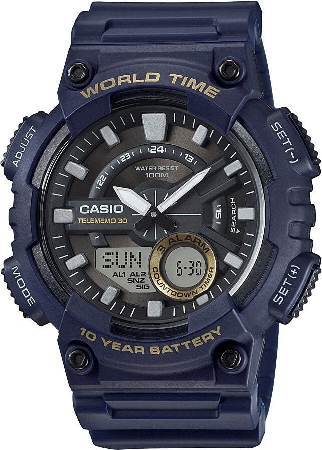 Casio AEQ-110W-2AVDF Quartz Silikon Siyah 10 ATM 46 mm Erkek Kol Saati