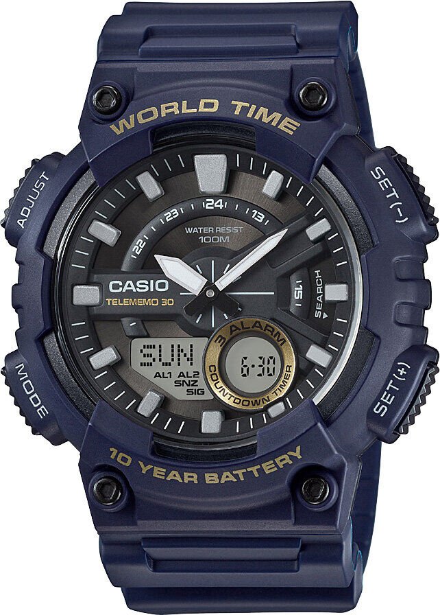 Casio AEQ-110W-2AVDF Quartz Silikon Siyah 10 ATM 46 mm Erkek Kol Saati
