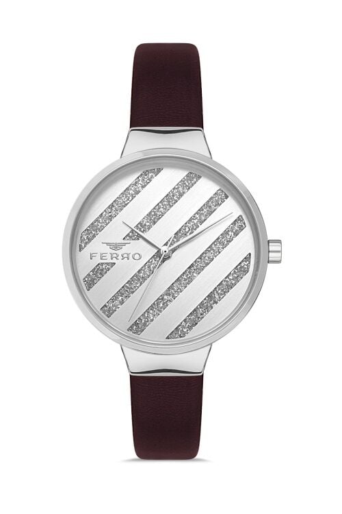 Ferro Kahverengi Deri Kordon Kadın Kol Saati F21153B-K2 3ATM SuGeçirmez 2 YılGarantili HediyePaketli