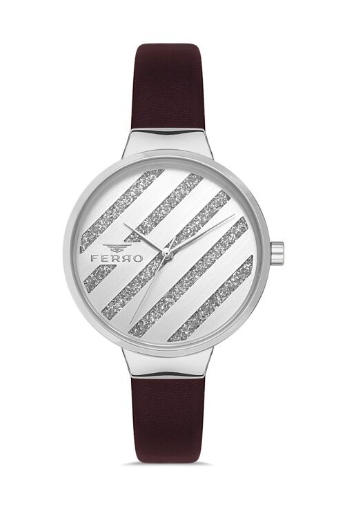 Ferro Kahverengi Deri Kordon Kadın Kol Saati F21153B-K2 3ATM SuGeçirmez 2 YılGarantili HediyePaketli