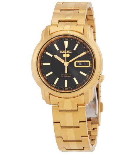 Seiko 5 SNKL88K1 Otomatik Çelik Altın Rengi Siyah Kadran 37 mm Erkek Kol Saati