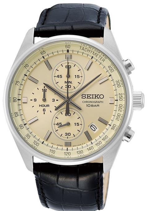 Seiko SSB383P1 Quartz Deri Siyah Krem Kadran 10 ATM 41 mm Erkek Kol Saati