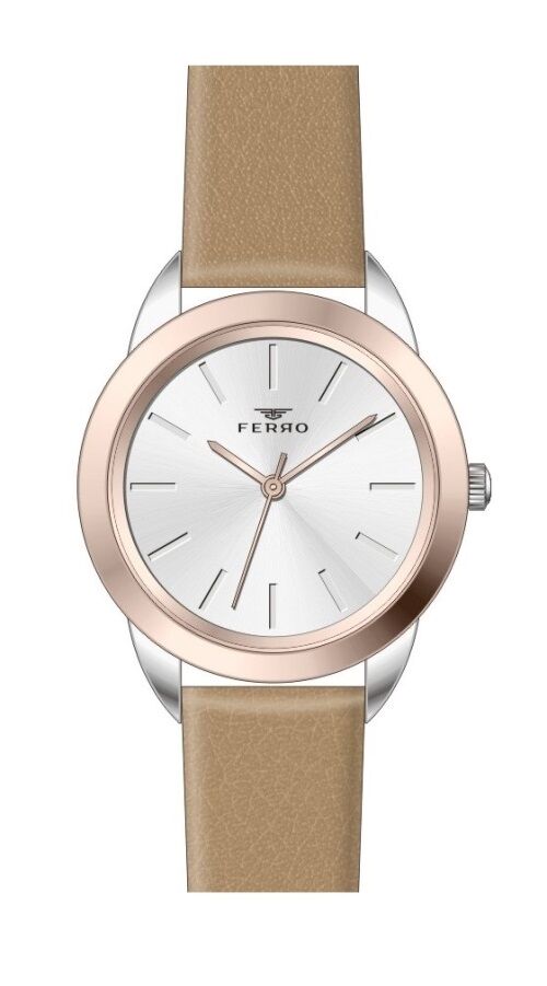 Ferro 34 mm Taba Deri Kordon Kadın Kol Saati F21073B-E F21073B-E