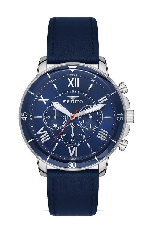 Ferro Lacivert Deri Kordon Erkek Kol Saati FM11243B-L