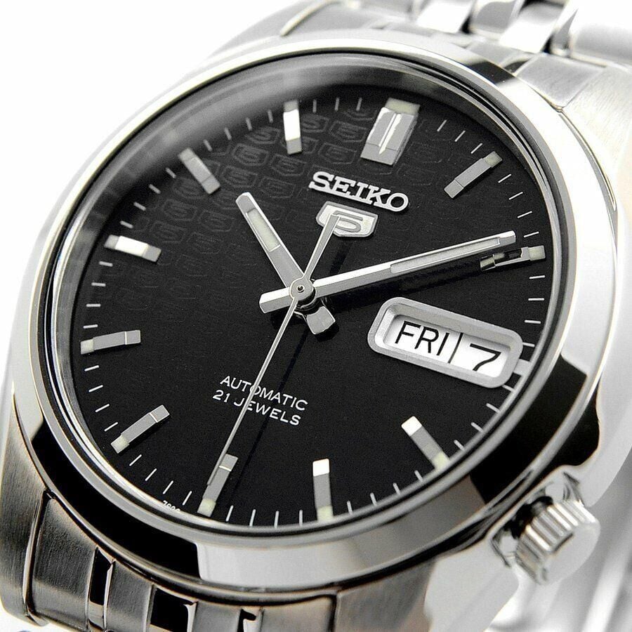 Seiko SNK361K1 Otomatik Çelik Gri Siyah Kadran 39 mm Erkek Kol Saati