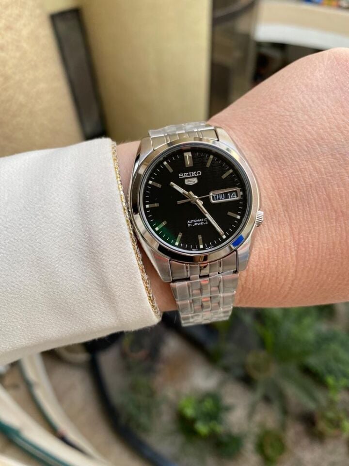 Seiko SNK361K1 Otomatik Çelik Gri Siyah Kadran 39 mm Erkek Kol Saati