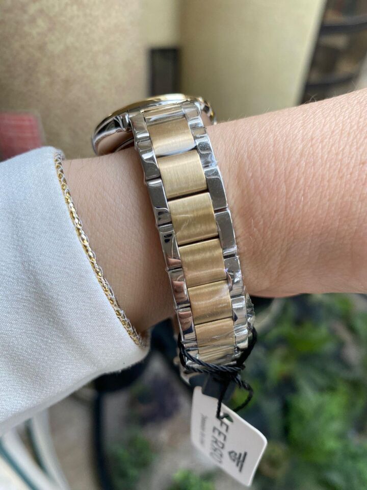Ferro F40093A-D Quartz Çelik Alltın/Gri 36 mm Kadın Kol Saati