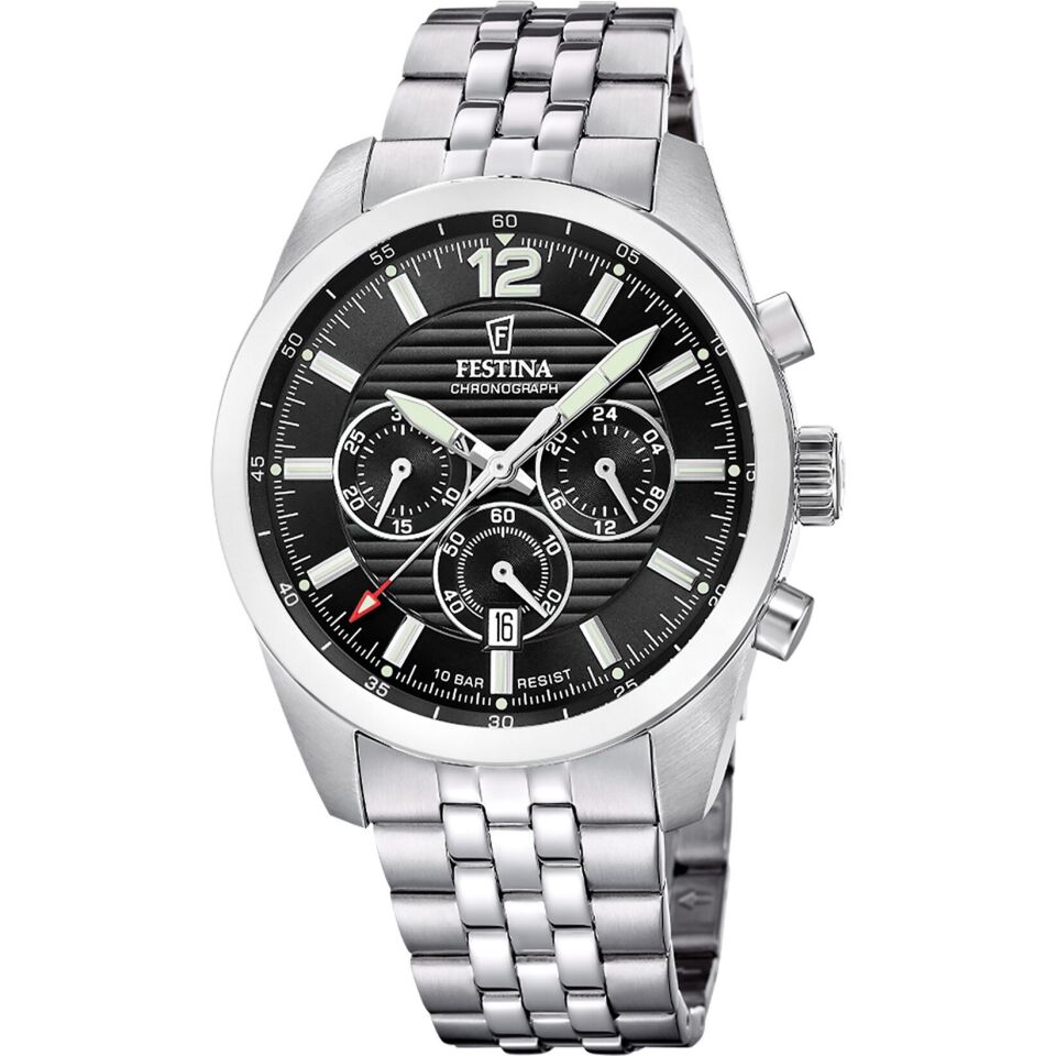 Festina F20742/3 Quartz Çelik Gri Siyah 10 ATM 44 mm Erkek Kol Saati