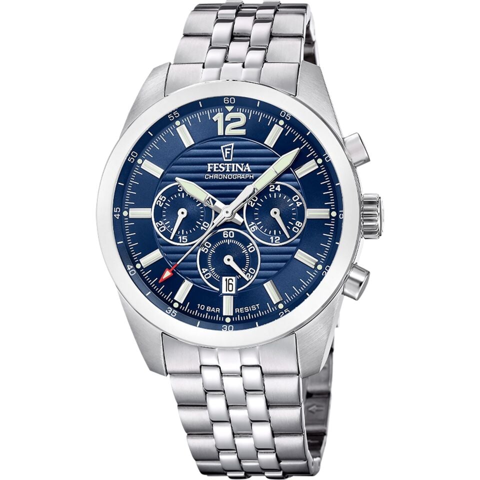Festina F20742/1 Quartz Çelik Gri Mavi Kadran 10 ATM 44 mm Erkek Kol Saati