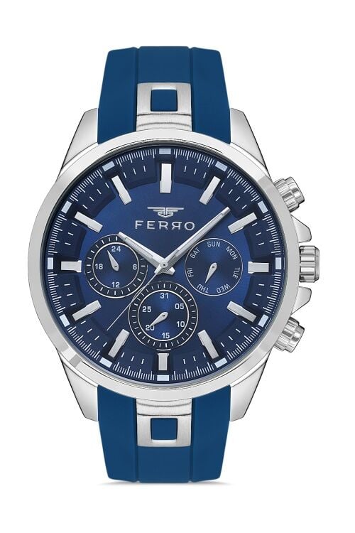 Ferro FM11379DWT-L3 Quartz Silikon Lacivert 46 mm Erkek Kol Saati