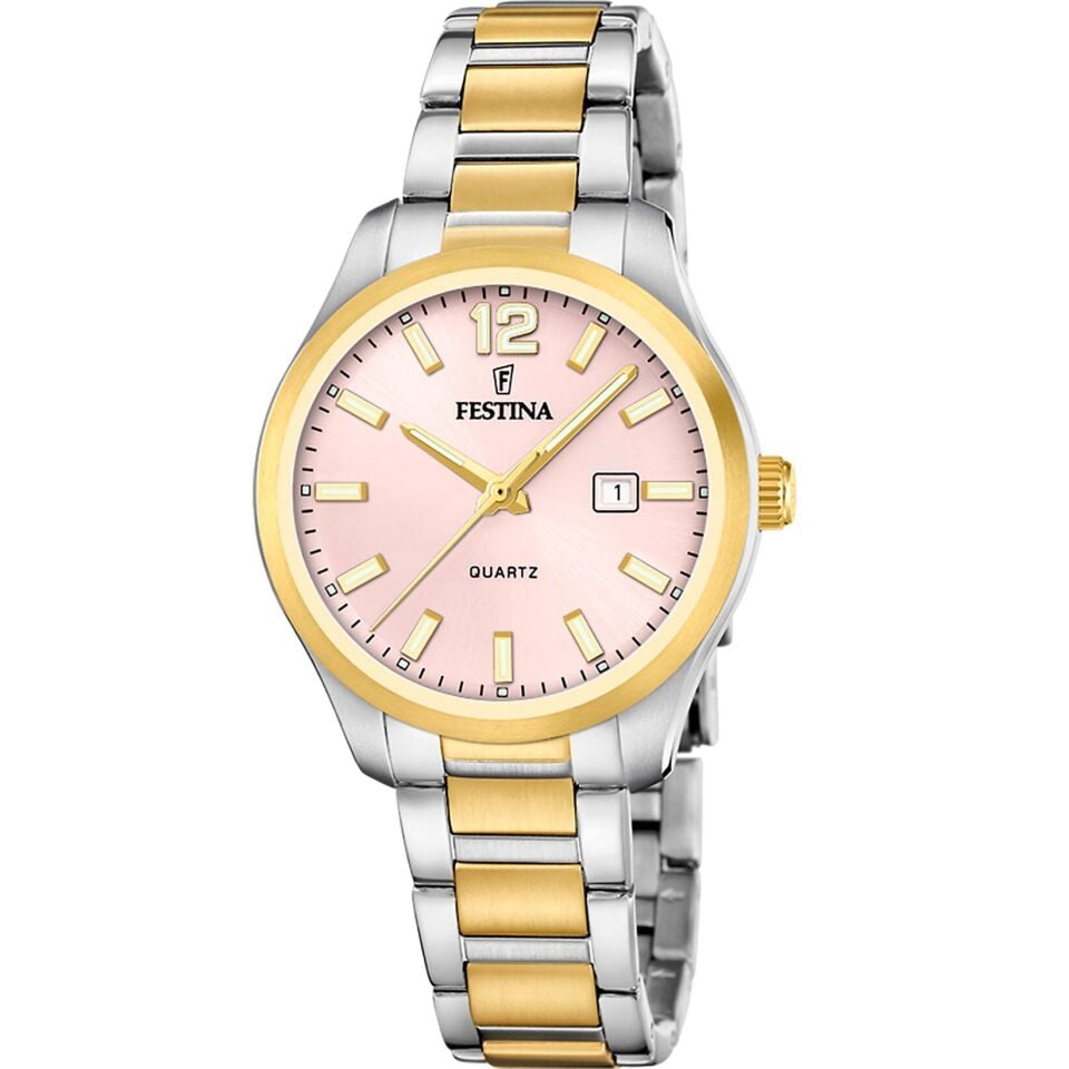 Festina F20739/2 Classics Quartz Çelik Altın/Gri Pembe Kadran 34 mm Kadın Kol Saati