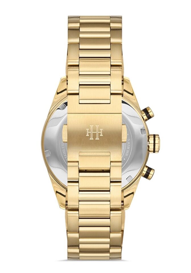 Hislon MS107T-04SG Japon Analog Çelik Altın Rengi Siyah Kadran 44 mm Erkek Kol Saati