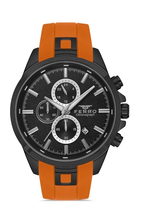 Ferro Quartz Silikon Turuncu 45 mm Fonksiyonları Aktif Erkek Kol Saati