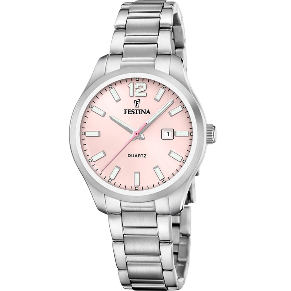 Festina F20737/2 Classics Quartz Çelik Gri Pembe Kadran 34 mm Kadın Kol Saati