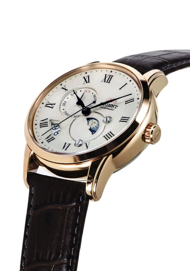 Orient  RA-AK0007S30B Kurmalı Otomatik Deri Kahverengi Safir Cam Krem Kadran 43 mm Erkek Kol Saati