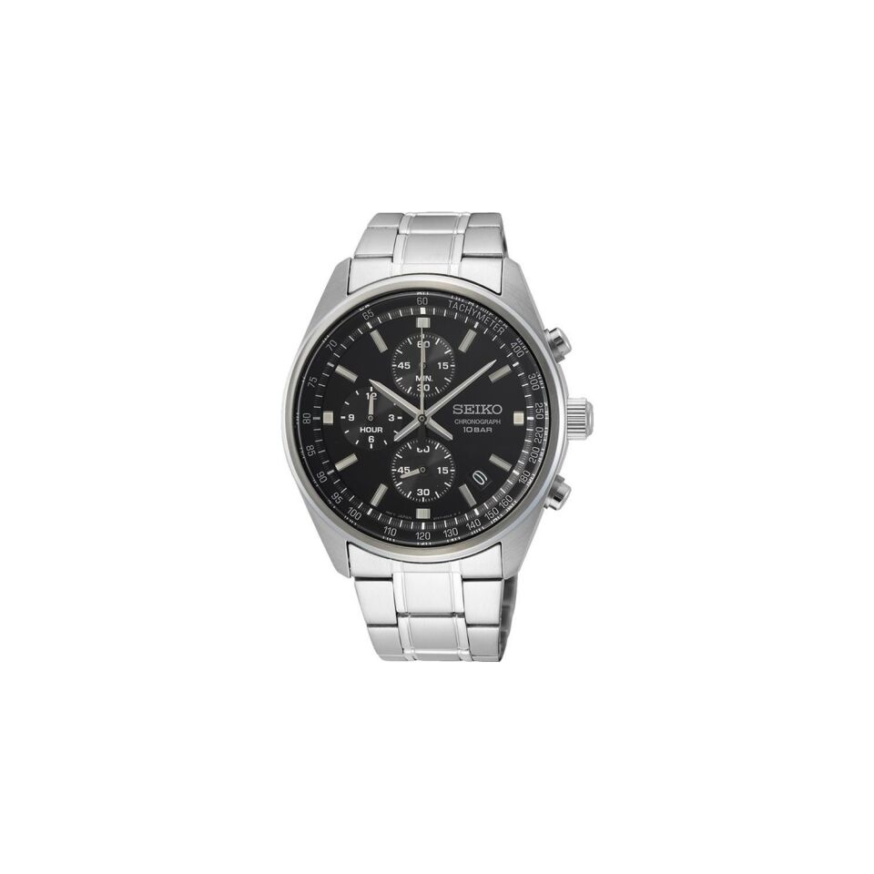 Seiko Kronograf SSB379P Çelik Gri Siyah Kadran 10 ATM 42 mm Erkek Kol Saati